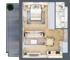 1 pokój, apartament 33,04 m², piętro 2, oferta nr A_02_14, Kolejova 1, Poznań, Grunwald, Łazarz, ul. Kolejowa 1/3
