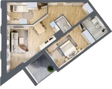 3 pokoje, apartament 66,51 m², piętro 1, oferta nr B_01_01, Kolejova 1, Poznań, Grunwald, Łazarz, ul. Kolejowa 1/3