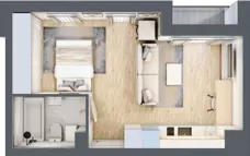 1 pokój, apartament 32,38 m², piętro 1, oferta nr C_01_02, Kolejova 1, Poznań, Grunwald, Łazarz, ul. Kolejowa 1/3