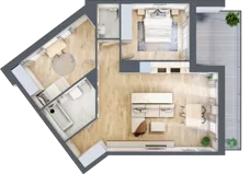 3 pokoje, apartament 69,42 m², piętro 1, oferta nr C_01_03, Kolejova 1, Poznań, Grunwald, Łazarz, ul. Kolejowa 1/3