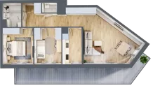 3 pokoje, apartament 70,22 m², piętro 1, oferta nr C_01_04, Kolejova 1, Poznań, Grunwald, Łazarz, ul. Kolejowa 1/3