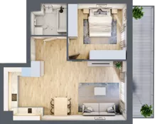 2 pokoje, apartament 51,23 m², piętro 1, oferta nr C_01_07, Kolejova 1, Poznań, Grunwald, Łazarz, ul. Kolejowa 1/3