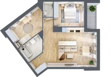 3 pokoje, apartament 69,42 m², piętro 2, oferta nr C_02_11, Kolejova 1, Poznań, Grunwald, Łazarz, ul. Kolejowa 1/3