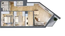 3 pokoje, apartament 65,16 m², piętro 2, oferta nr C_02_12, Kolejova 1, Poznań, Grunwald, Łazarz, ul. Kolejowa 1/3