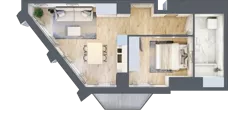 2 pokoje, apartament 42,70 m², piętro 1, oferta nr D_01_01, Kolejova 1, Poznań, Grunwald, Łazarz, ul. Kolejowa 1/3