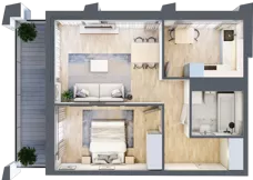 2 pokoje, apartament 48,21 m², piętro 1, oferta nr D_01_03, Kolejova 1, Poznań, Grunwald, Łazarz, ul. Kolejowa 1/3
