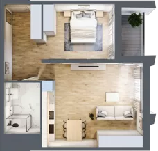 2 pokoje, apartament 54,35 m², piętro 1, oferta nr D_01_04, Kolejova 1, Poznań, Grunwald, Łazarz, ul. Kolejowa 1/3