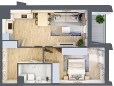 2 pokoje, apartament 48,73 m², piętro 2, oferta nr D_02_16, Kolejova 1, Poznań, Grunwald, Łazarz, ul. Kolejowa 1/3