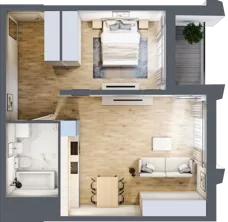 2 pokoje, apartament 54,35 m², piętro 4, oferta nr D_04_37, Kolejova 1, Poznań, Grunwald, Łazarz, ul. Kolejowa 1/3