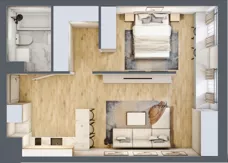 2 pokoje, apartament 48,48 m², piętro 1, oferta nr U-B-01-09, Kolejova 1, Poznań, Grunwald, Łazarz, ul. Kolejowa 1/3