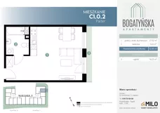 1 pokój, mieszkanie 32,95 m², parter, oferta nr C1.0.2, ul. Bogatyńska Dobry Deweloper Milo Wrocław Maślice III, Wrocław, Maślice, Fabryczna, ul. Bogatyńska