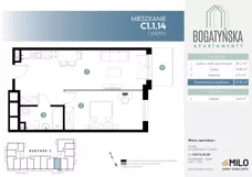 2 pokoje, mieszkanie 47,45 m², piętro 1, oferta nr C1.1.14, ul. Bogatyńska Dobry Deweloper Milo Wrocław Maślice III, Wrocław, Maślice, Fabryczna, ul. Bogatyńska