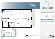 2 pokoje, mieszkanie 48,04 m², piętro 1, oferta nr C2.1.12, ul. Bogatyńska Dobry Deweloper Milo Wrocław Maślice III, Wrocław, Maślice, Fabryczna, ul. Bogatyńska