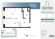 2 pokoje, mieszkanie 35,17 m², parter, oferta nr C2.0.6, ul. Bogatyńska Dobry Deweloper Milo Wrocław Maślice III, Wrocław, Maślice, Fabryczna, ul. Bogatyńska