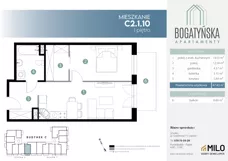 2 pokoje, mieszkanie 47,43 m², piętro 1, oferta nr C2.1.10, ul. Bogatyńska Dobry Deweloper Milo Wrocław Maślice III, Wrocław, Maślice, Fabryczna, ul. Bogatyńska