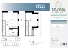 2 pokoje, mieszkanie 44,48 m², piętro 2, oferta nr C2.2.24, ul. Bogatyńska Dobry Deweloper Milo Wrocław Maślice III, Wrocław, Maślice, Fabryczna, ul. Bogatyńska