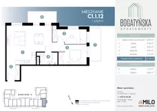 3 pokoje, mieszkanie 57,08 m², piętro 1, oferta nr C1.1.12, ul. Bogatyńska Dobry Deweloper Milo Wrocław Maślice III, Wrocław, Maślice, Fabryczna, ul. Bogatyńska