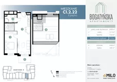 3 pokoje, mieszkanie 58,78 m², piętro 2, oferta nr C1.2.22, ul. Bogatyńska Dobry Deweloper Milo Wrocław Maślice III, Wrocław, Maślice, Fabryczna, ul. Bogatyńska