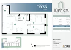 3 pokoje, mieszkanie 54,27 m², parter, oferta nr C2.0.5, ul. Bogatyńska Dobry Deweloper Milo Wrocław Maślice III, Wrocław, Maślice, Fabryczna, ul. Bogatyńska