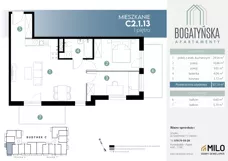 3 pokoje, mieszkanie 57,19 m², piętro 1, oferta nr C2.1.13, ul. Bogatyńska Dobry Deweloper Milo Wrocław Maślice III, Wrocław, Maślice, Fabryczna, ul. Bogatyńska