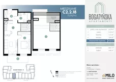 3 pokoje, mieszkanie 75,03 m², piętro 2, oferta nr C2.2.18, ul. Bogatyńska Dobry Deweloper Milo Wrocław Maślice III, Wrocław, Maślice, Fabryczna, ul. Bogatyńska