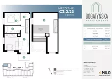 3 pokoje, mieszkanie 76,89 m², piętro 2, oferta nr C2.2.23, ul. Bogatyńska Dobry Deweloper Milo Wrocław Maślice III, Wrocław, Maślice, Fabryczna, ul. Bogatyńska