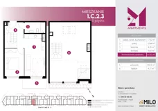 3 pokoje, mieszkanie 80,85 m², piętro 2, oferta nr 1.C.2.3, 2M Apartments Dobry Deweloper Milo Wrocław Maślice , Wrocław, Maślice, Fabryczna, ul. Zawidowska