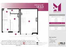3 pokoje, mieszkanie 80,85 m², piętro 2, oferta nr 1.E.2.3, 2M Apartments Dobry Deweloper Milo Wrocław Maślice , Wrocław, Maślice, Fabryczna, ul. Zawidowska
