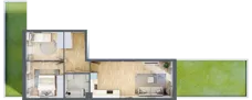 3 pokoje, mieszkanie 52,98 m², parter, oferta nr 1.C.0.1, 2M Apartments Dobry Deweloper Milo Wrocław Maślice , Wrocław, Maślice, Fabryczna, ul. Zawidowska
