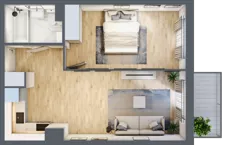 2 pokoje, mieszkanie 41,52 m², piętro 1, oferta nr 1.D.1.2, 2M Apartments Dobry Deweloper Milo Wrocław Maślice , Wrocław, Maślice, Fabryczna, ul. Zawidowska