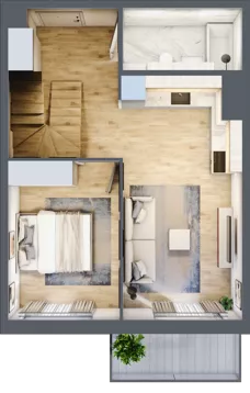 3 pokoje, mieszkanie 80,83 m², piętro 2, oferta nr 1.B.2.3, 2M Apartments Dobry Deweloper Milo Wrocław Maślice , Wrocław, Maślice, Fabryczna, ul. Zawidowska