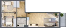 3 pokoje, mieszkanie 54,06 m², piętro 1, oferta nr 1.D.1.1, 2M Apartments Dobry Deweloper Milo Wrocław Maślice , Wrocław, Maślice, Fabryczna, ul. Zawidowska