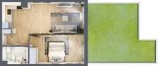 2 pokoje, mieszkanie 41,68 m², parter, oferta nr 1.C.0.3, 2M Apartments Dobry Deweloper Milo Wrocław Maślice , Wrocław, Maślice, Fabryczna, ul. Zawidowska