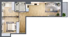 3 pokoje, mieszkanie 59,79 m², piętro 1, oferta nr 1.E.1.4, 2M Apartments Dobry Deweloper Milo Wrocław Maślice , Wrocław, Maślice, Fabryczna, ul. Zawidowska