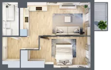 2 pokoje, mieszkanie 41,15 m², piętro 1, oferta nr 1.D.1.3, 2M Apartments Dobry Deweloper Milo Wrocław Maślice , Wrocław, Maślice, Fabryczna, ul. Zawidowska