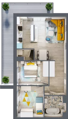 3 pokoje, mieszkanie 65,63 m², piętro 1, oferta nr 2.1.9., Apartamenty Stawowa, Opole, Szczepanowice, ul. Stawowa 59D-E
