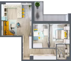 3 pokoje, mieszkanie 64,75 m², piętro 1, oferta nr 2.1.16., Apartamenty Stawowa, Opole, Szczepanowice, ul. Stawowa 59D-E