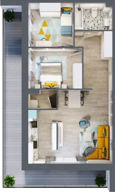 3 pokoje, mieszkanie 62,04 m², piętro 1, oferta nr 2.1.11., Apartamenty Stawowa, Opole, Szczepanowice, ul. Stawowa 59D-E