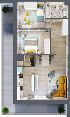 3 pokoje, mieszkanie 61,82 m², piętro 2, oferta nr 3.1.19., Apartamenty Stawowa, Opole, Szczepanowice, ul. Stawowa 59D-E