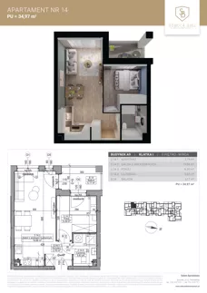 2 pokoje, mieszkanie 34,97 m², piętro 2, oferta nr M14, Sobola Biel - Budynek A9, Suwałki, ul. Aleksandry Piłsudskiej