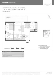 2 pokoje, mieszkanie 41,93 m², piętro 5, oferta nr M30, Unikat Apartamenty D, Gdańsk, Piecki-Migowo, Morena, ul. Belgradzka 114C