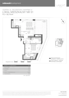 2 pokoje, mieszkanie 52,10 m², piętro 10, oferta nr M51, Unikat Apartamenty D, Gdańsk, Piecki-Migowo, Morena, ul. Belgradzka 114C