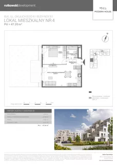2 pokoje, mieszkanie 47,20 m², parter, oferta nr M4, Modern House 2, Ełk, Konieczki, ul. Gen. Leopolda Okulickiego 8
