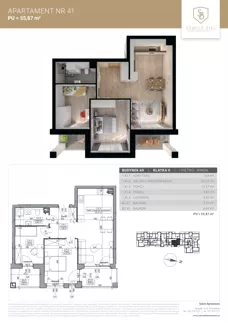 3 pokoje, mieszkanie 55,87 m², piętro 1, oferta nr M41, Sobola Biel - Budynek A9, Suwałki, ul. Aleksandry Piłsudskiej