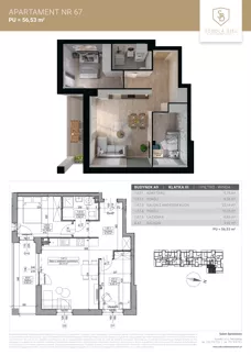 3 pokoje, mieszkanie 56,53 m², piętro 1, oferta nr M67, Sobola Biel - Budynek A9, Suwałki, ul. Aleksandry Piłsudskiej