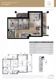 3 pokoje, mieszkanie 58,34 m², piętro 2, oferta nr M71, Sobola Biel - Budynek A9, Suwałki, ul. Aleksandry Piłsudskiej