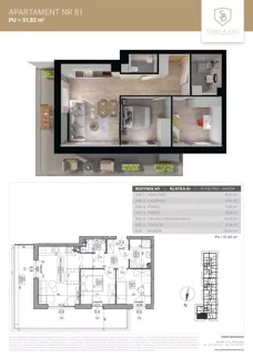 3 pokoje, mieszkanie 51,82 m², piętro 4, oferta nr M81, Sobola Biel - Budynek A9, Suwałki, ul. Aleksandry Piłsudskiej
