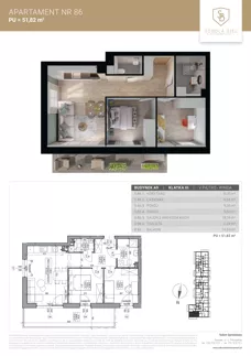 3 pokoje, mieszkanie 51,82 m², piętro 5, oferta nr M86, Sobola Biel - Budynek A9, Suwałki, ul. Aleksandry Piłsudskiej