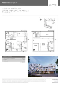 3 pokoje, mieszkanie 58,83 m², piętro 4, oferta nr M125, Wave - Etap 1, Giżycko, ul. Armii Krajowej