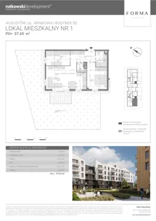 3 pokoje, mieszkanie 57,65 m², parter, oferta nr M1, Forma Augustów, Augustów, ul. Arnikowa 10G